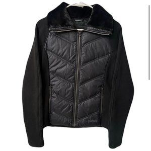 Marmot Women's Thea Down Jacket Outdoor Faux Fur Collar EUC Size Small, Black